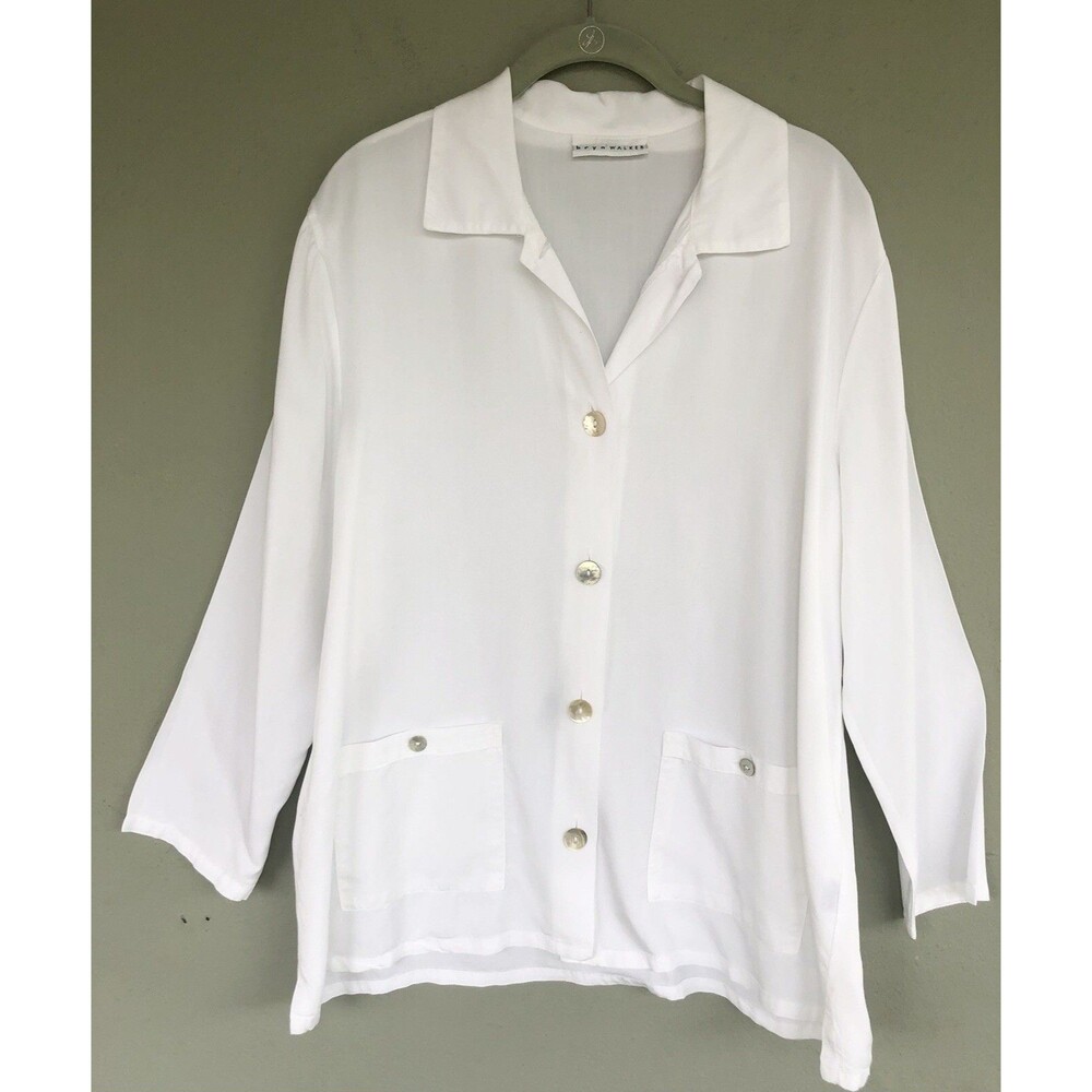 Bryn Walker Button Down Tunic Womens Small White Lyocell Coastal Lagenlook USA - Picture 3 of 15
